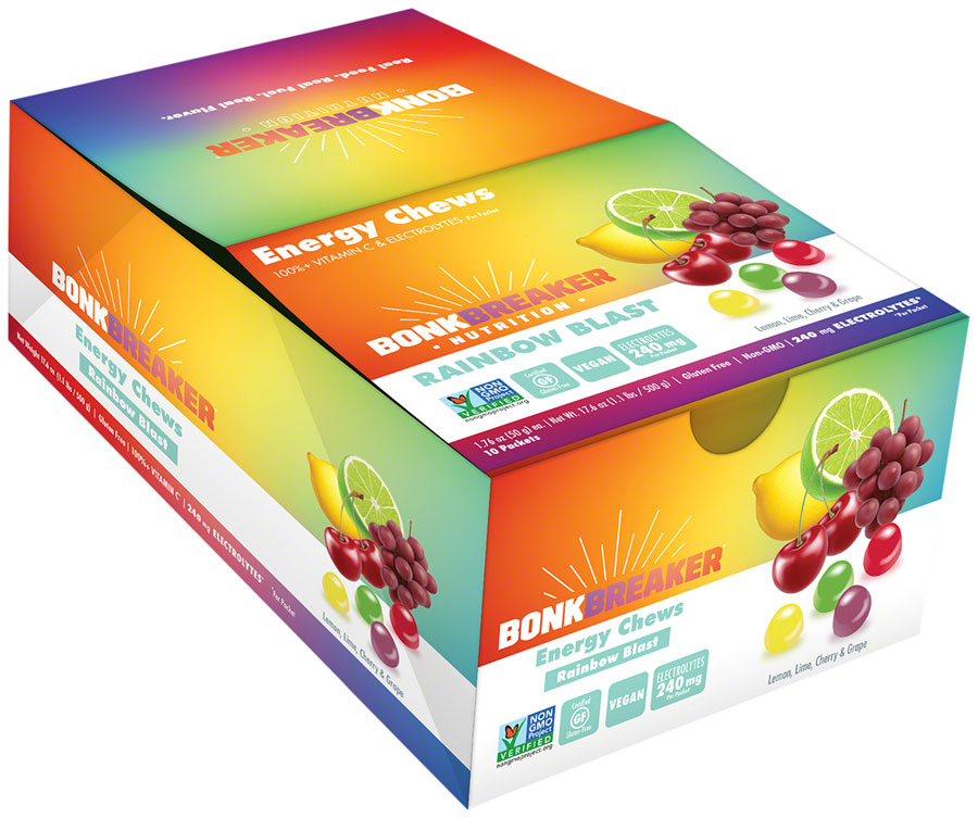 Bonk Breaker Energy Chews - Rainbow Blast, Box of 10 Packs