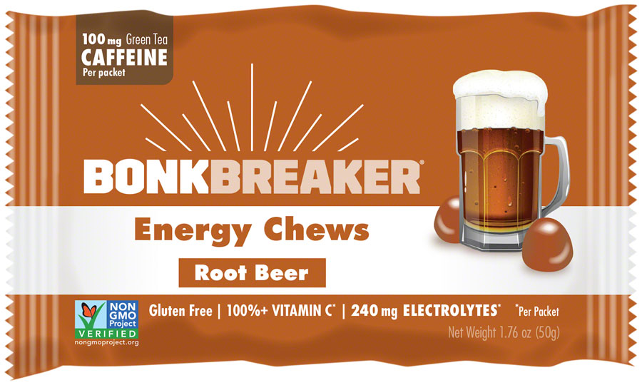 Bonk Breaker Energy Chews - Root Beer, With Caffiene, Box of 10 Packs