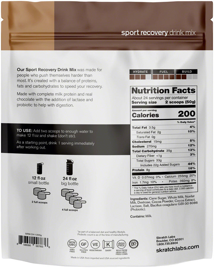 Skratch Labs Sport Recovery Drink Mix - Chocolate, 24-Serving Resealable Pouch