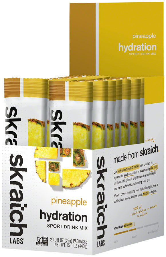 Skratch Labs Sport Hydration Drink Mix - Pineapple, Box of 20 Single Serving Packets