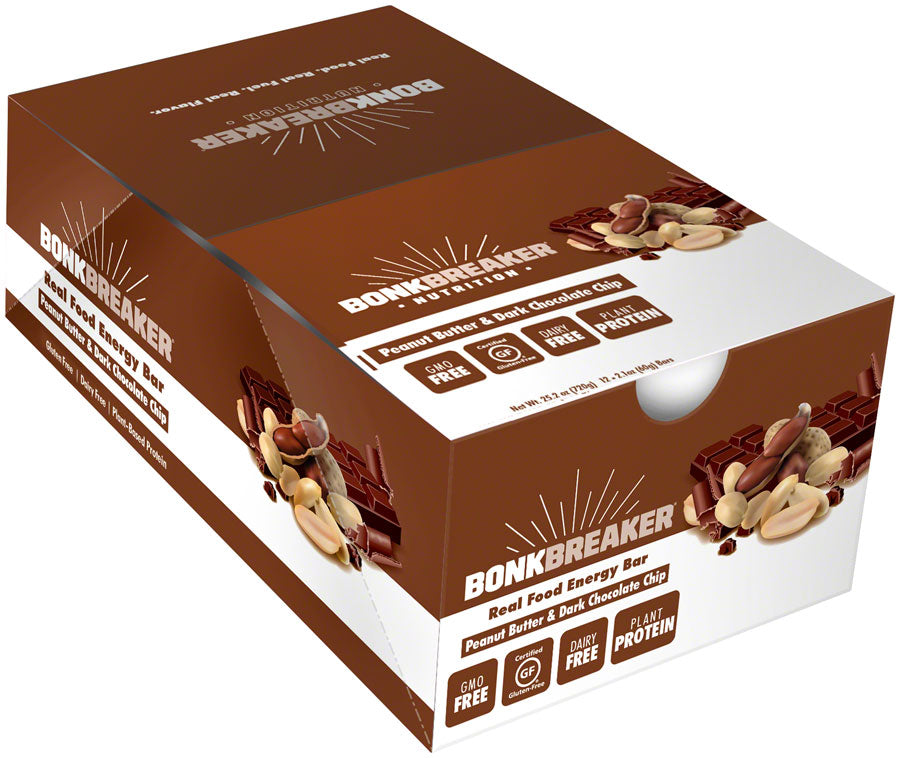 Bonk Breaker Energy Bar - Peanut Butter and Dark Chocolate Chip, Box of 12
