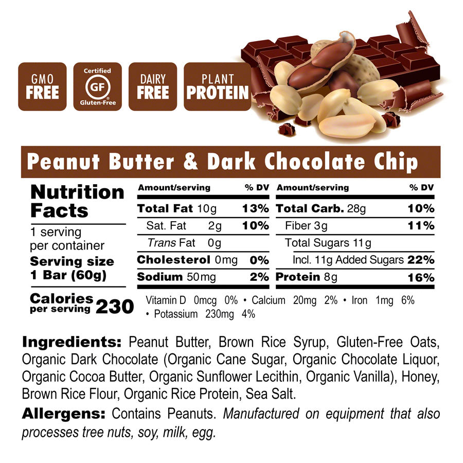 Bonk Breaker Energy Bar - Peanut Butter and Dark Chocolate Chip, Box of 12