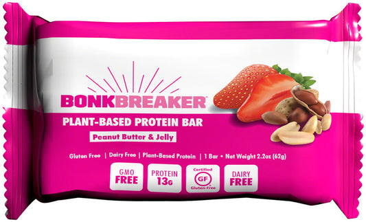 Bonk Breaker Plant Based Protein Bar - Peanut Butter and Jelly, Box of 12