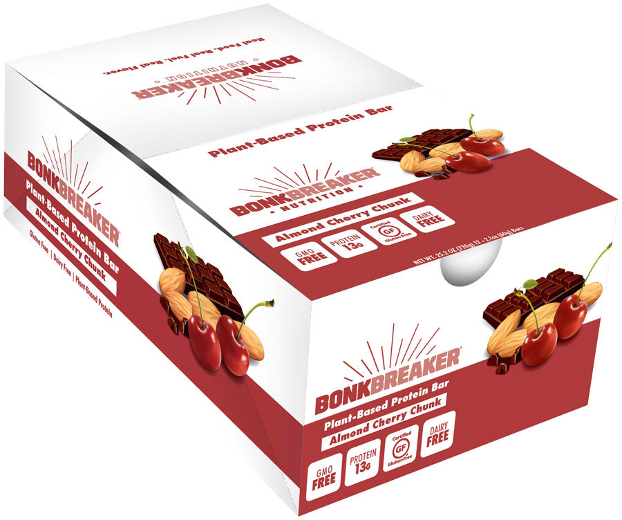 Bonk Breaker Plant Based Protein Bar - Almond Cherry Chunk, Box of 12