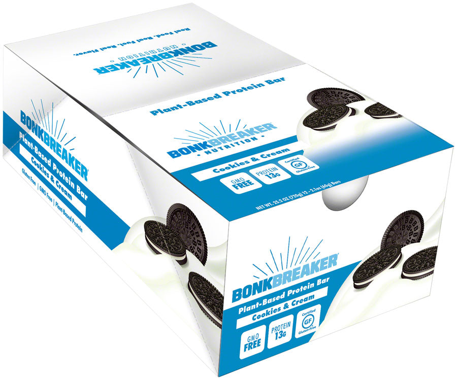 Bonk Breaker Plant Based Protein Bar - Cookies and Cream, Box of 12