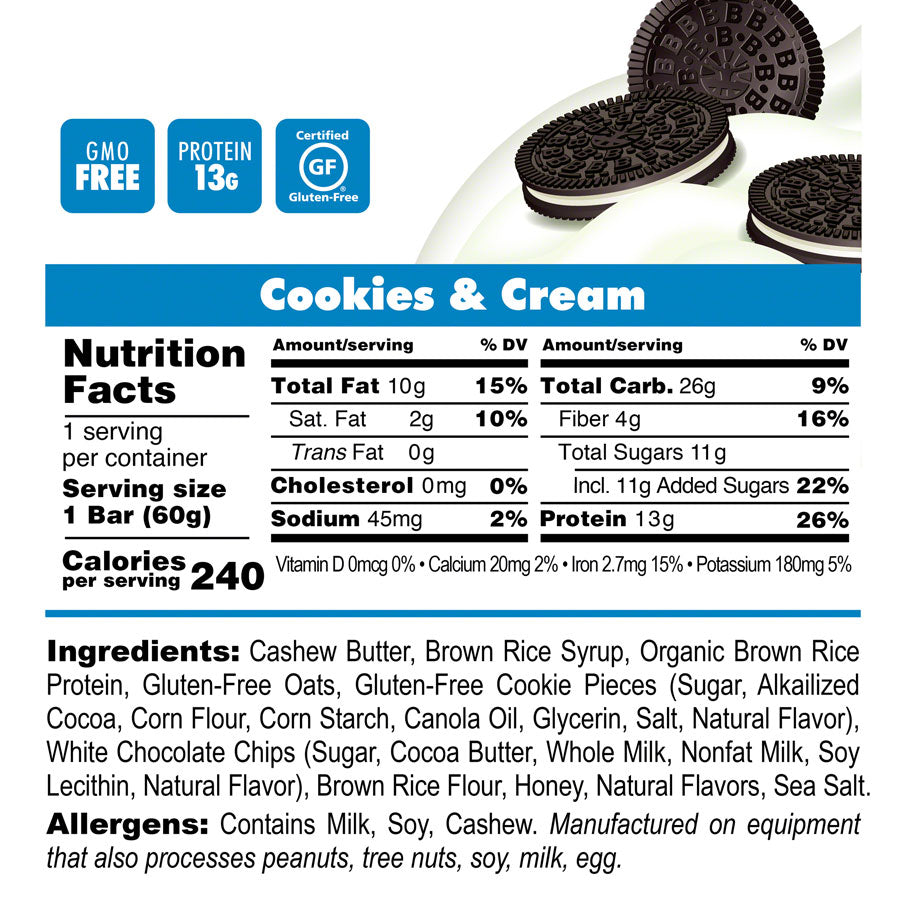 Bonk Breaker Plant Based Protein Bar - Cookies and Cream, Box of 12