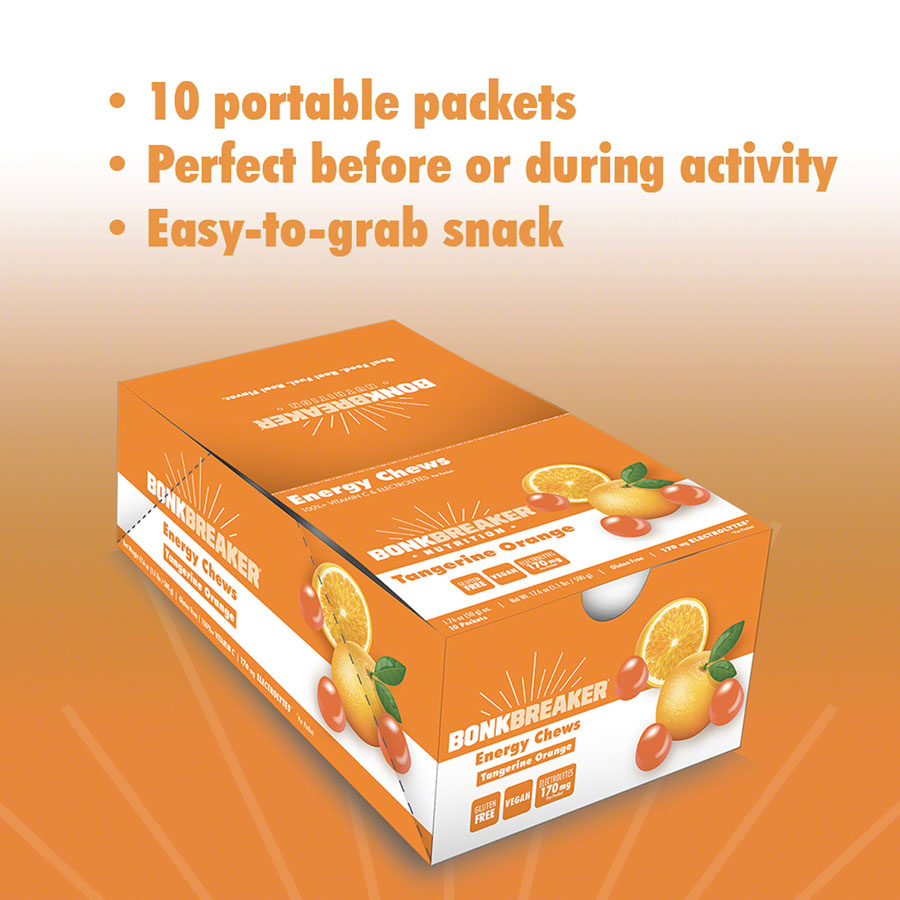 Bonk Breaker Energy Chews - Tangerine Orange, Box of 10 Packs
