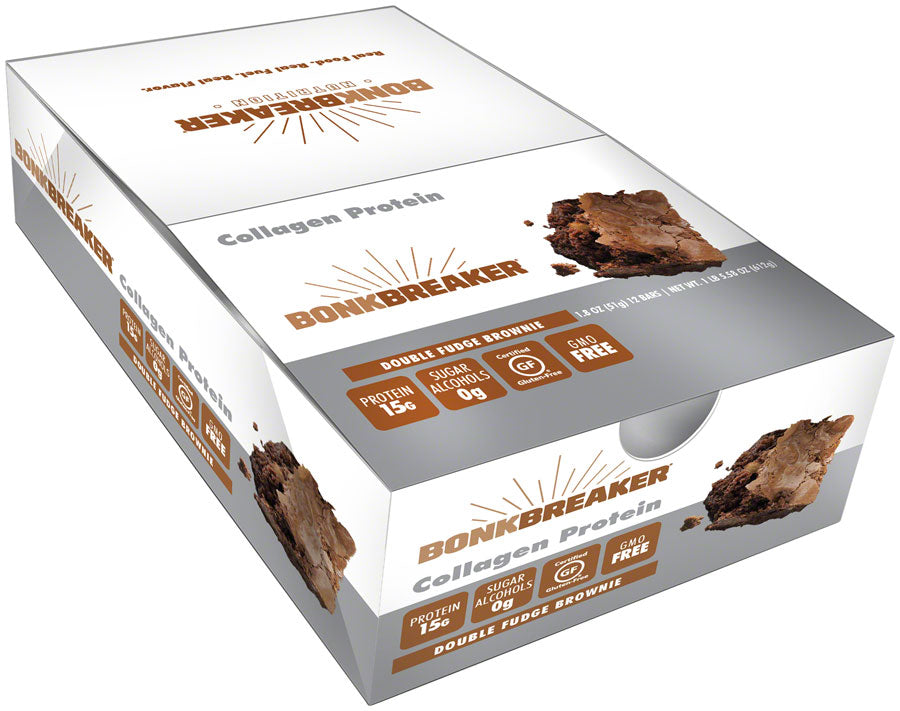 Bonk Breaker Collagen Protein Bars - Double Fudge Brownie, Box of 12