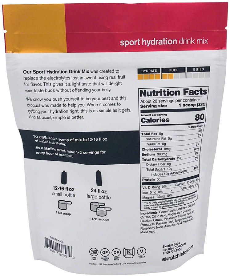 Skratch Labs Sport Hydration Drink Mix: Fruit Punch, 20-Serving Resealable Pouch