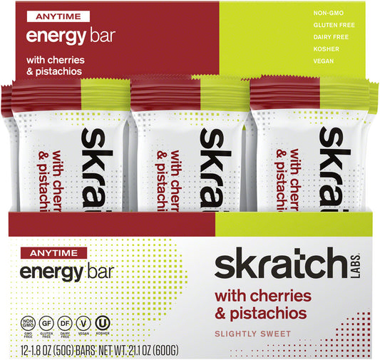 Skratch Labs Anytime Energy Bar: Cherry Pistachio, Box of 12