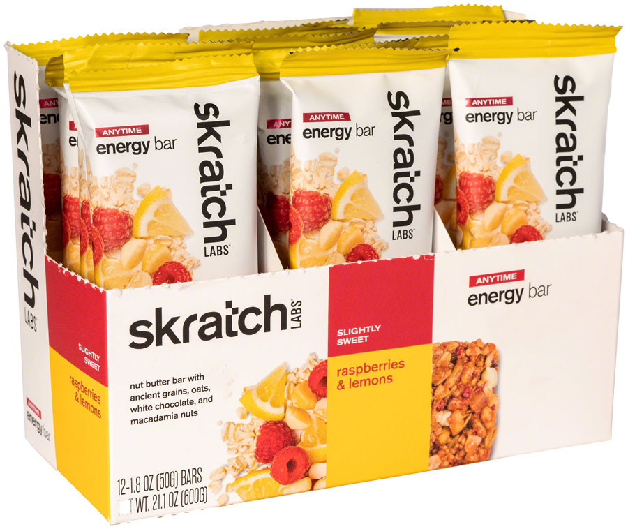 Skratch Labs Anytime Energy Bar: Raspberries and Lemon, Box of 12