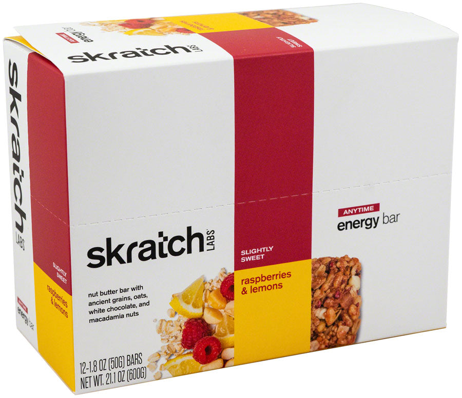 Skratch Labs Anytime Energy Bar: Raspberries and Lemon, Box of 12