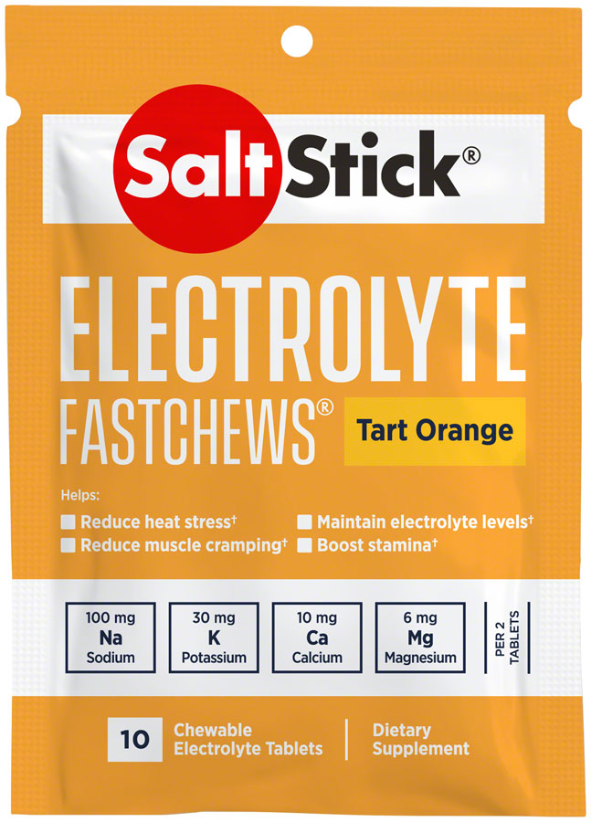 Saltstick Fastchews Chewable Electrolyte tablets POP: Box of 12 Packets, Orange