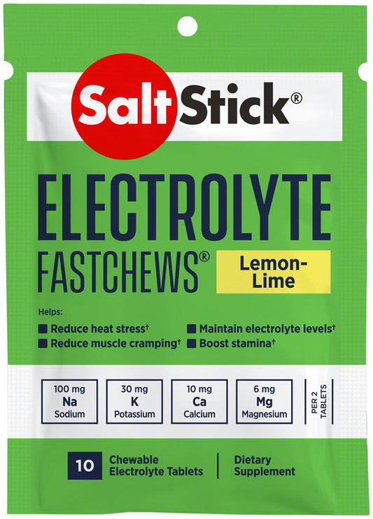Saltstick Fastchews Chewable Electrolyte tablets POP: Box of 12 Packets, Lemon-Lime