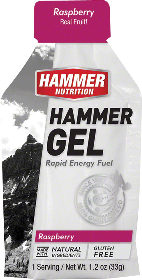 Hammer Gel: Raspberry, 24 Single Serving Packets