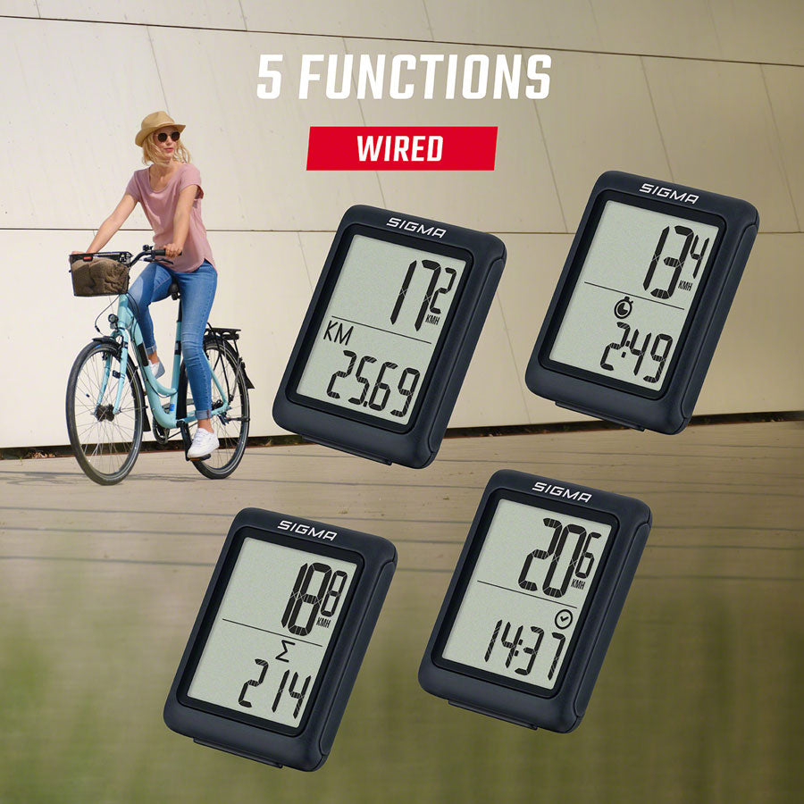 Sigma BC 5.0 WR Bike Computer - Wired, Black