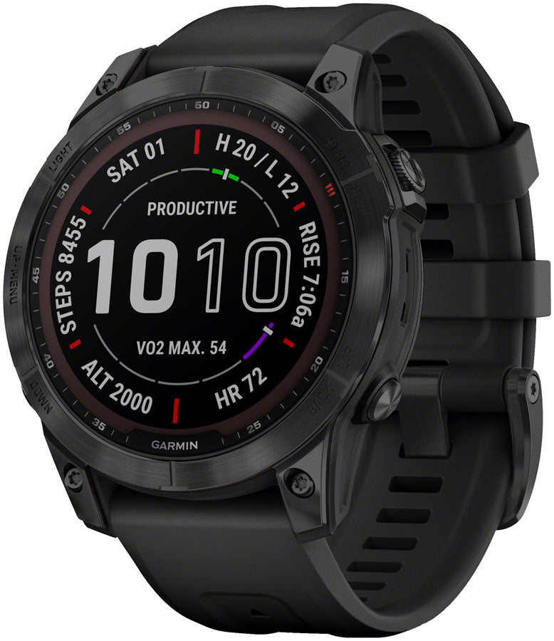 Garmin fēnix 7 Sapphire Solar GPS Smartwatch - 47mm, Black DLC Titanium Case, Black Band