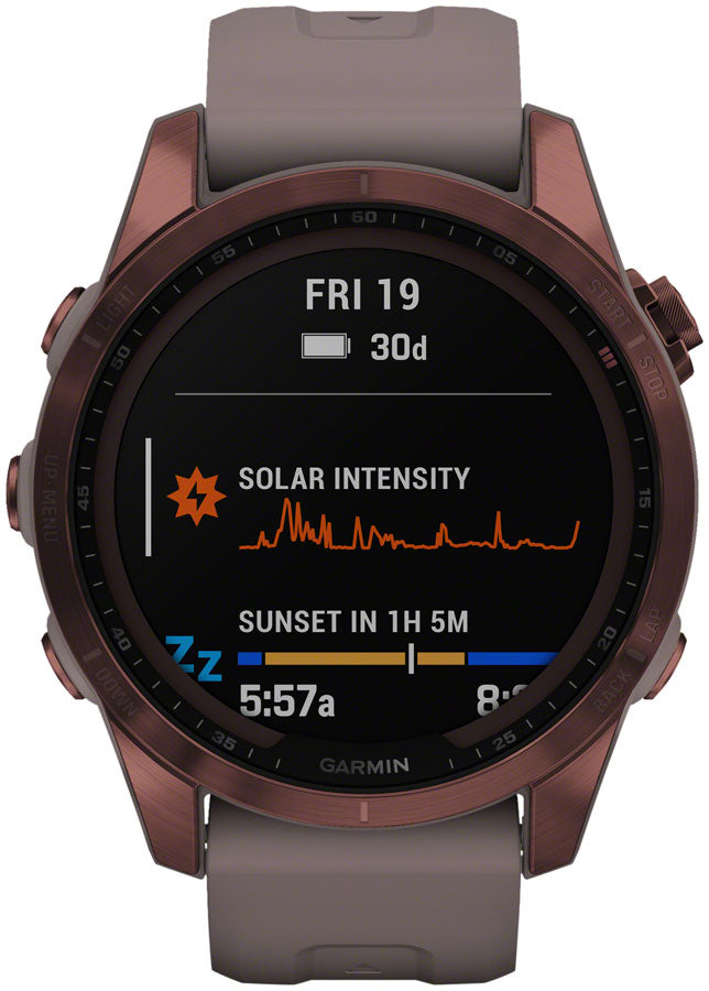 Garmin fēnix 7S Sapphire Solar GPS Smartwatch - 42mm, Dark Bronze Titanium Case, Shale Gray Band