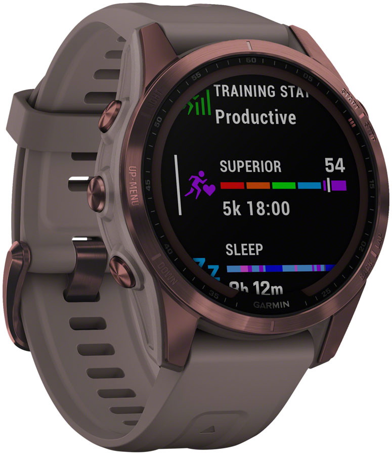 Garmin fēnix 7S Sapphire Solar GPS Smartwatch - 42mm, Dark Bronze Titanium Case, Shale Gray Band