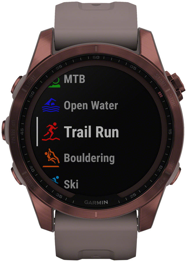 Garmin fēnix 7S Sapphire Solar GPS Smartwatch - 42mm, Dark Bronze Titanium Case, Shale Gray Band