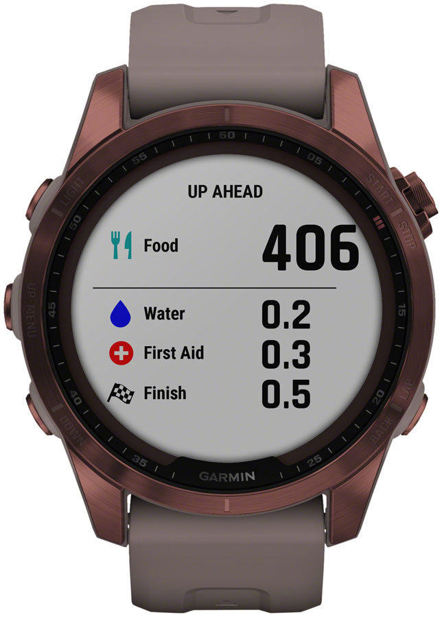Garmin fēnix 7S Sapphire Solar GPS Smartwatch - 42mm, Dark Bronze Titanium Case, Shale Gray Band