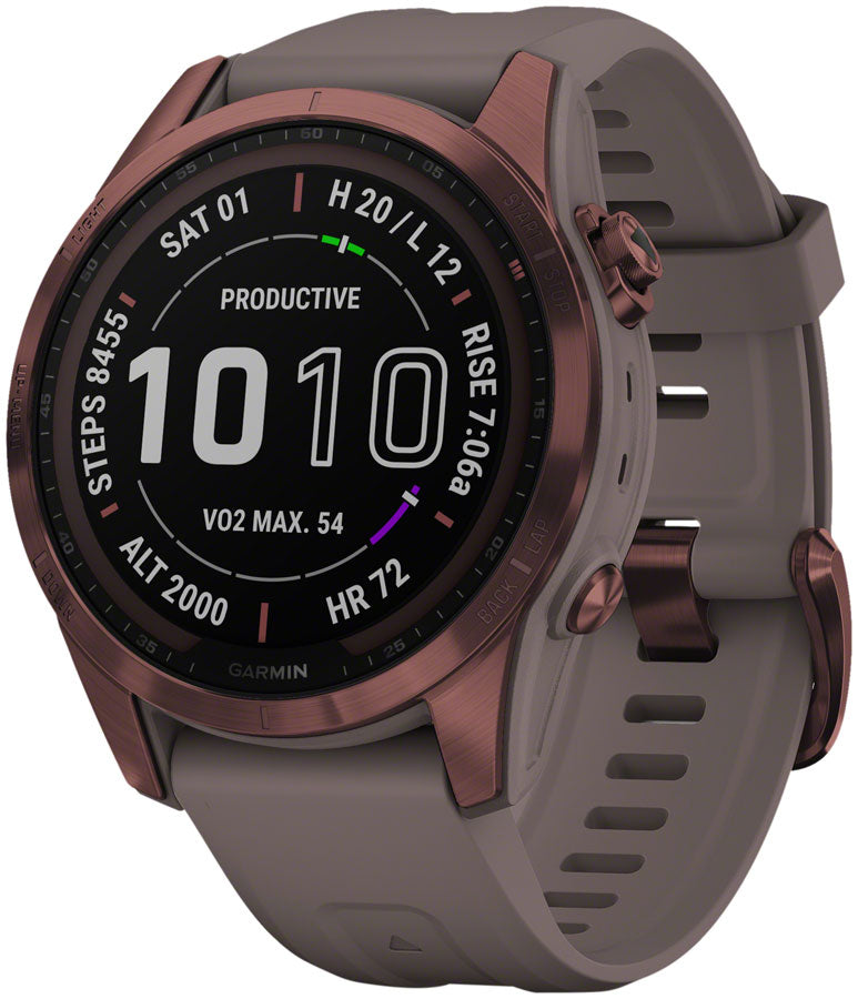 Garmin fēnix 7S Sapphire Solar GPS Smartwatch - 42mm, Dark Bronze Titanium Case, Shale Gray Band