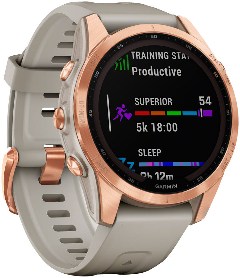 Garmin fēnix 7S Solar GPS Smartwatch - 42mm, Rose Gold Case, Light Sand Band