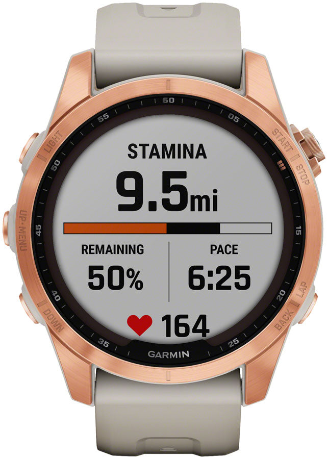 Garmin fēnix 7S Solar GPS Smartwatch - 42mm, Rose Gold Case, Light Sand Band