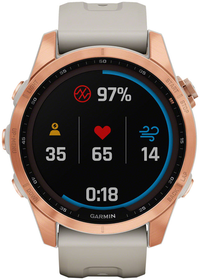Garmin fēnix 7S Solar GPS Smartwatch - 42mm, Rose Gold Case, Light Sand Band