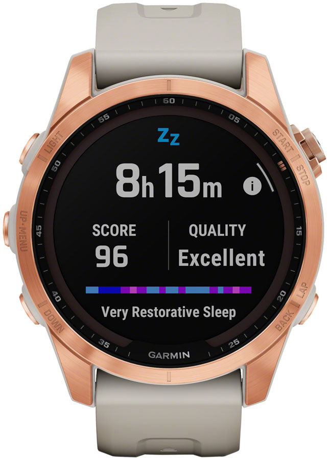 Garmin fēnix 7S Solar GPS Smartwatch - 42mm, Rose Gold Case, Light Sand Band