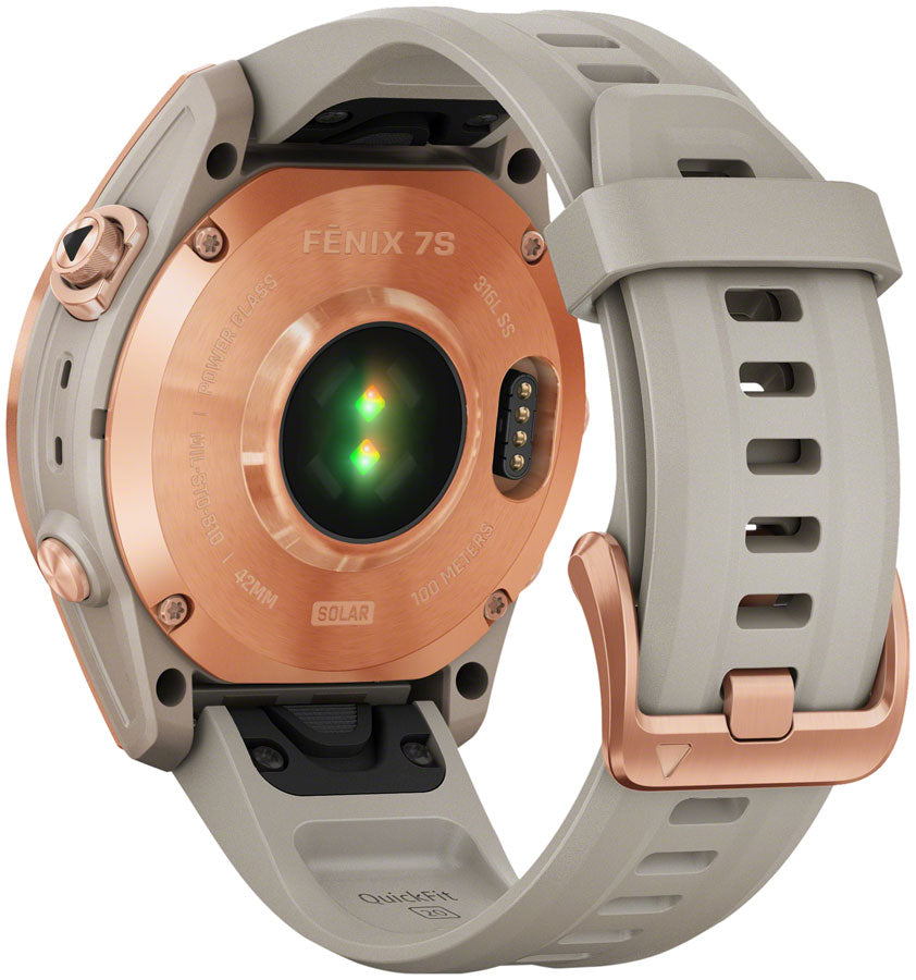 Garmin fēnix 7S Solar GPS Smartwatch - 42mm, Rose Gold Case, Light Sand Band