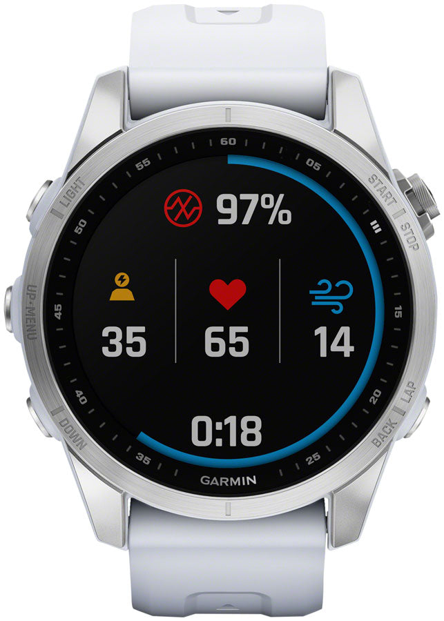 Garmin fēnix 7S GPS Smartwatch - 42mm, Silver Case, Whitestone Band