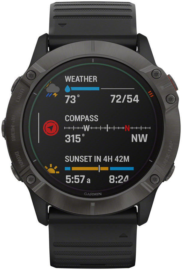 Garmin Fenix 6X Pro Solar GPS Watch - Carbon Gray/Black