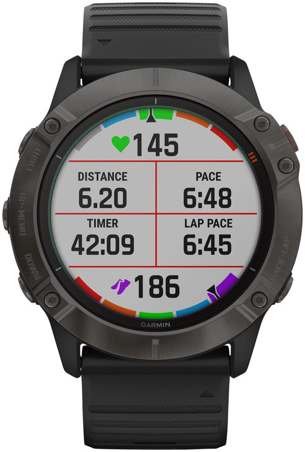 Garmin Fenix 6X Pro Solar GPS Watch - Carbon Gray/Black