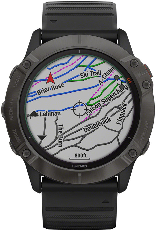 Garmin Fenix 6X Pro Solar GPS Watch - Carbon Gray/Black