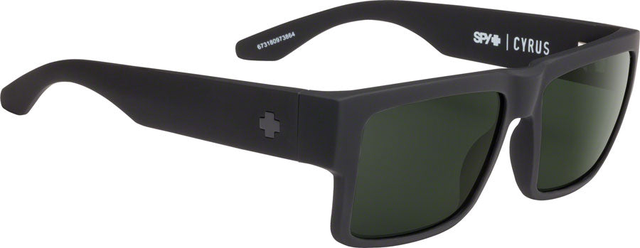 SPY+ CYRUS Sunglasses - Soft Matte Black, Happy Gray Green Polarized Lenses