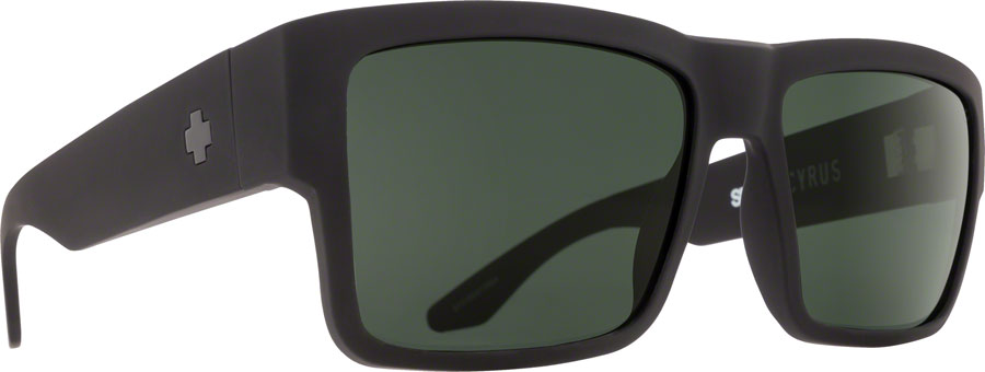 SPY+ CYRUS Sunglasses - Soft Matte Black, Happy Gray Green Polarized Lenses