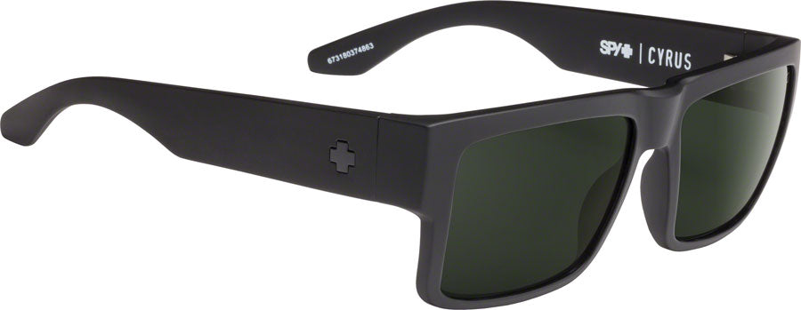 SPY+ CYRUS Sunglasses - Matte Black, Happy Gray Green Lenses