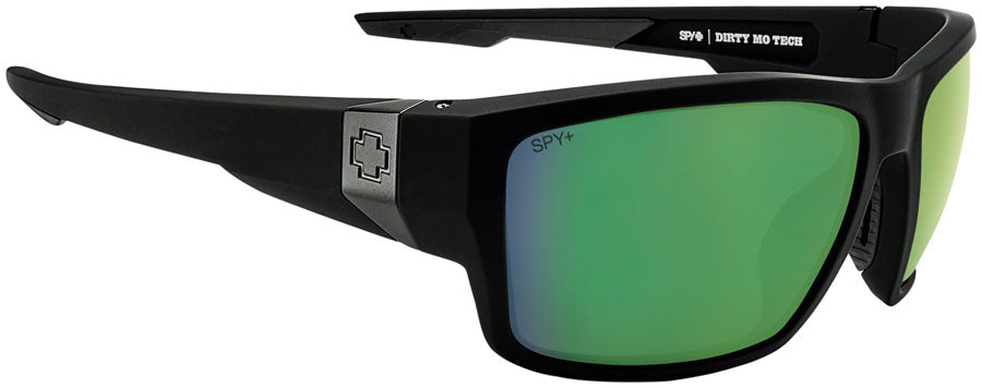 SPY+ DIRTY MO TECH Sunglasses - Soft Matte Black, Happy Bronze with Green Spectra Mirror Lenses