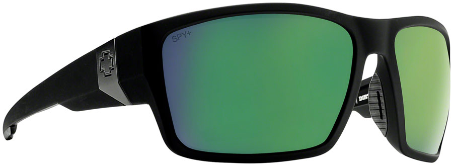 SPY+ DIRTY MO TECH Sunglasses - Soft Matte Black, Happy Bronze with Green Spectra Mirror Lenses