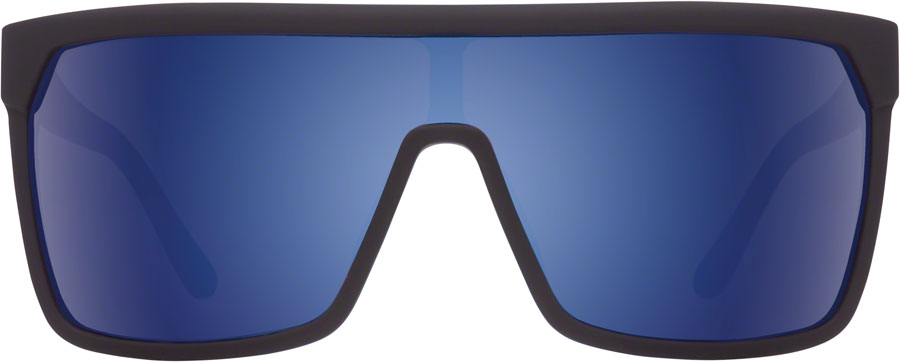 SPY+ FLYNN Sunglasses - Soft Matte Black, Happy Bronze with Dark Blue Spectra Mirror Lenses