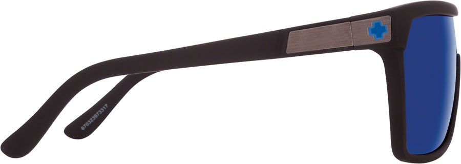 SPY+ FLYNN Sunglasses - Soft Matte Black, Happy Bronze with Dark Blue Spectra Mirror Lenses