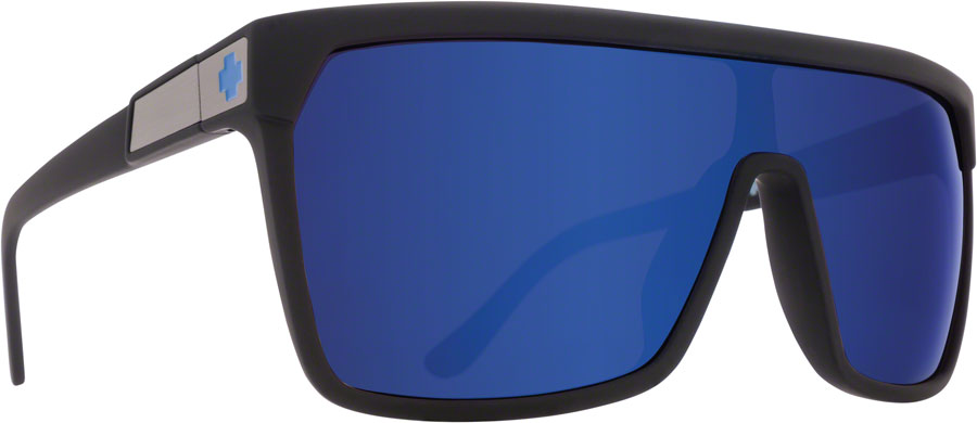 SPY+ FLYNN Sunglasses - Soft Matte Black, Happy Bronze with Dark Blue Spectra Mirror Lenses