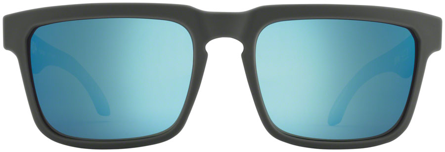 SPY+ HELM Sunglasses - Matte Dark Gray, Happy Gray Green Polarized with Light Blue Spectra Mirror Lenses