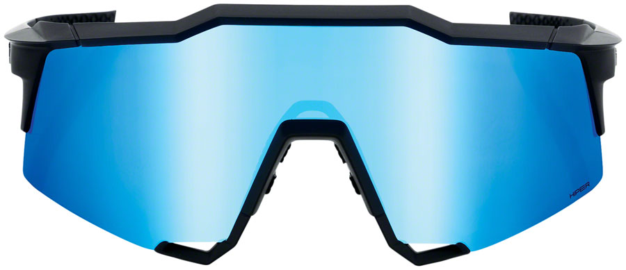 100% Speedcraft Sunglasses - Matte Black, HiPER Blue Multilayer Mirror Lens