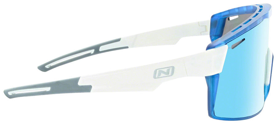 Optic Nerve Fixie Max Sunglasses - Shiny White, Crystal Blue Lens Rim, Brown Lens with Blue Mirror