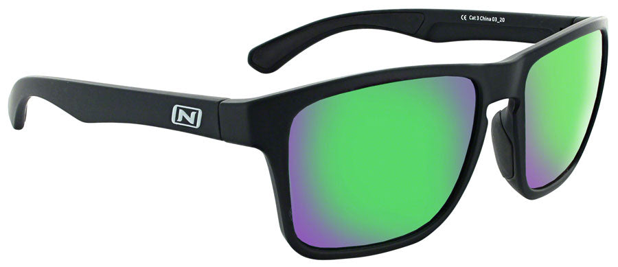 Optic Nerve Rumble Sunglasses - Matte Black, Polarized Smoke Lens with Green Mirror