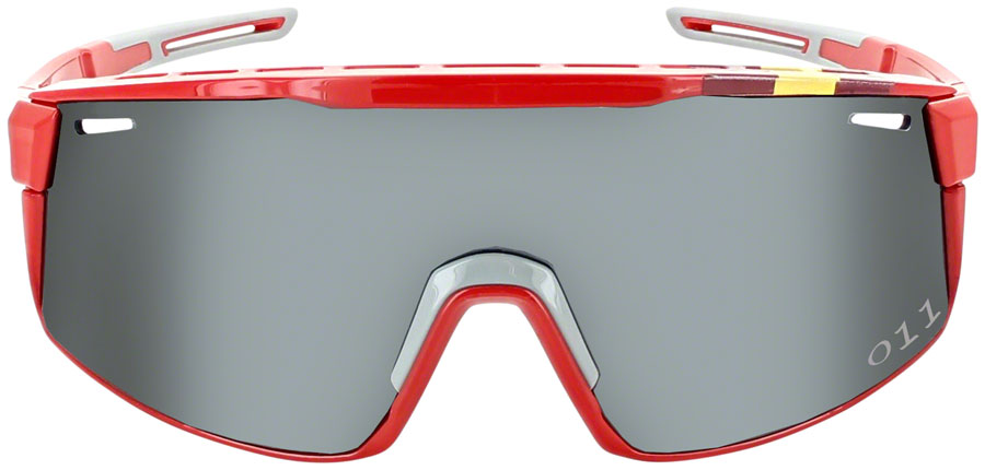 Optic Nerve Fixie Max Sunglasses - Shiny Red, Spanish Flag Rim, Smoke Lens with Silver Mirror
