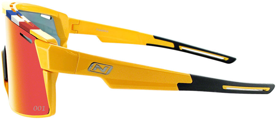 Optic Nerve Fixie Max Sunglasses - Shiny Yellow, French Flag Lens Rim, Smoke Lens with Red Mirror