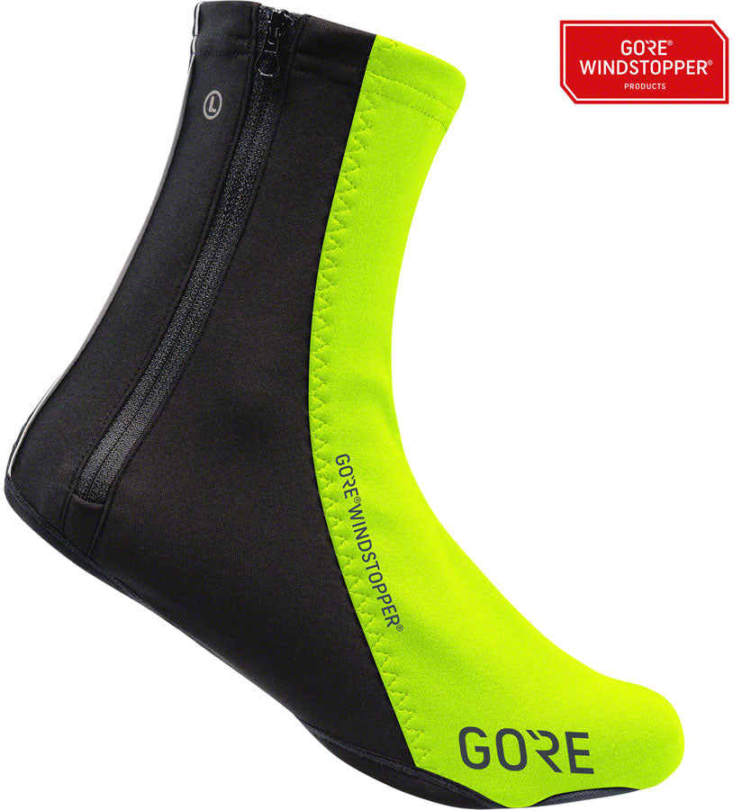 GORE C5 WINDSTOPPER Overshoes - Neon Yellow/Black, Fits Shoe Sizes 4.5-6